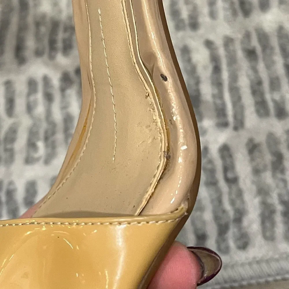 Gianni Bini Platform Kitten Heels Sandals Ankle Strap Mustard Yellow Size 6.5 M